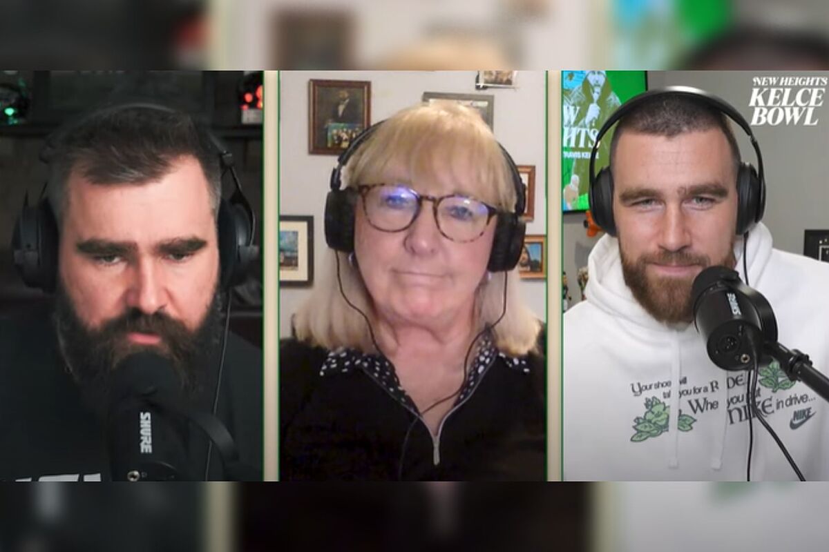 Jason Kelce's mom, Donna, is in tears as her son welcomes his fourth child, , "It's a baby...