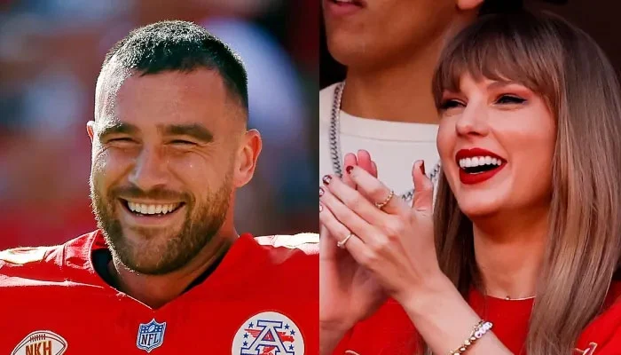 "Her lips on mine, I instantly felt it; we're going to win," Travis Kelce credits Taylor Swift's kiss for the Chiefs' victory.