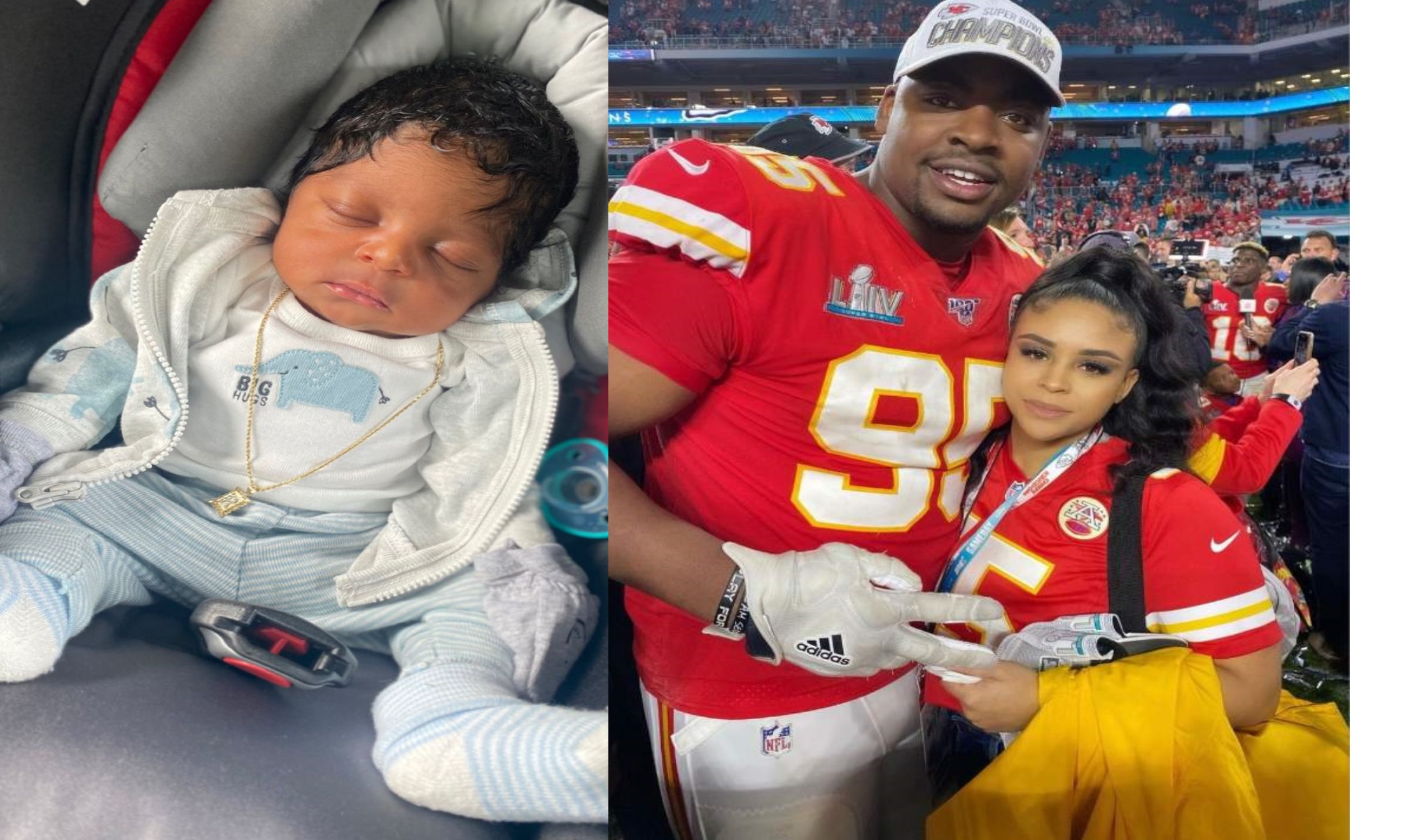 Chiefs' Chris Jones celebrates the arrival of his first child with his girlfriend.