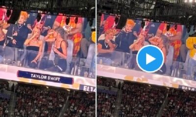 [WATCH] Some Super Bowl viewers were angered as Taylor Swift was seen chugging a beer on live television calling her a 'sh**t role model' for younger fans watching at home another viewer made fun of her "I can only hope it was followed by a good belch"