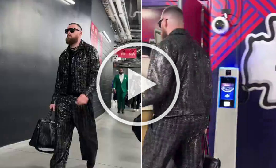 Travis Kelce arrives at Super Bowl 2024 in sparkling black suit: ‘Bejeweled’ many fans questions his Fashion Choice "Did Travis borrow an outfit from Taylor"