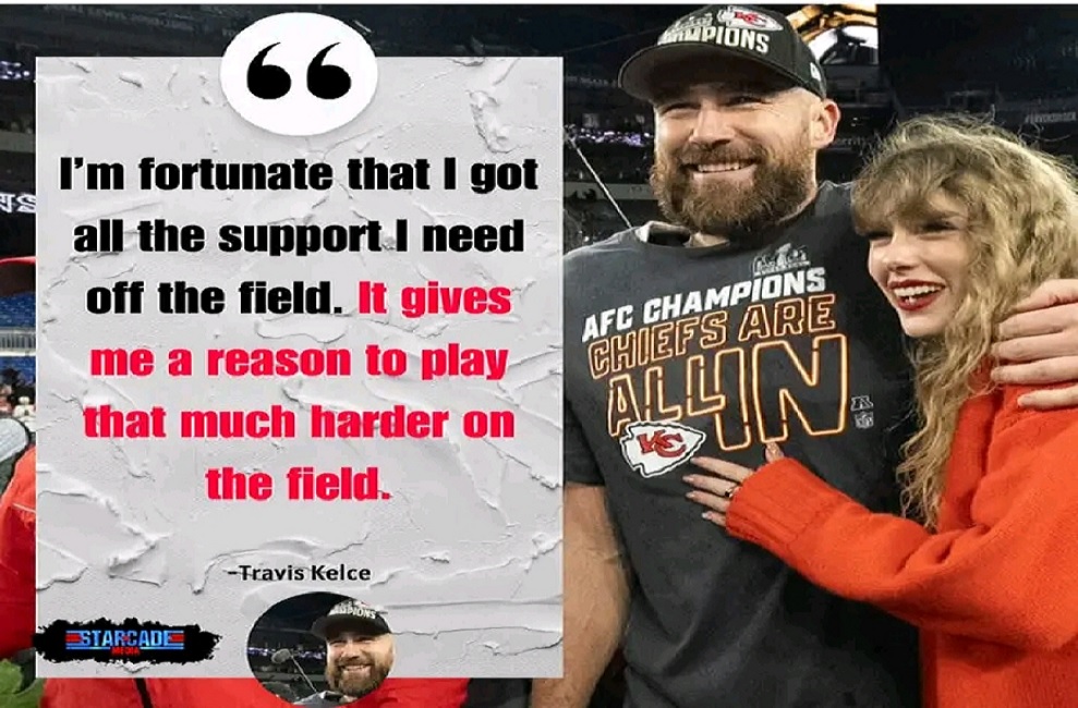 Travis Kelce on what it was like to have his family and girlfriend Taylor Swift celebrating winning the AFC Championship Game on the field this past Sunday.