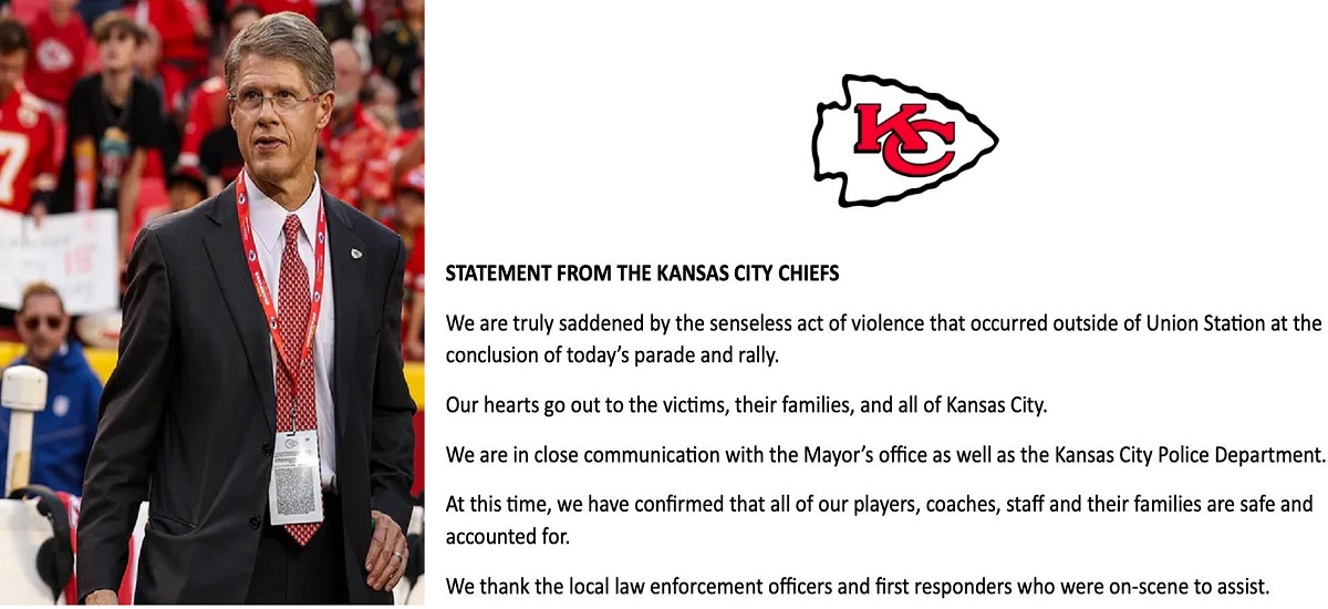 The Kansas City Chiefs' released a statement following the violence at the chiefs victory rally parade that led to death of our beloved and injury of 8children among 21