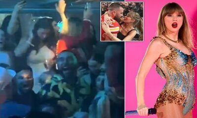 Travis Kelce glugs champagne while surrounded by scantily-clad women in Las Vegas... after scandal-hit Chiefs star jetted to Australia to see girlfriend Taylor Swift for just two days