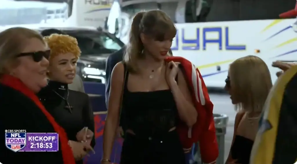 Taylor Swift arrives at Las Vegas’ Allegiant Stadium with her Girl Squad ahead of Travis Kelce’s Super Bowl game all ready to cheer on boyfriend to victory!!!