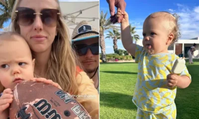 "This dude just wants to hold on to the football and not let go, Brittany Mahomes Shares Cute Video of Son Bronze Clutching Football with Dad Patrick on Vacation