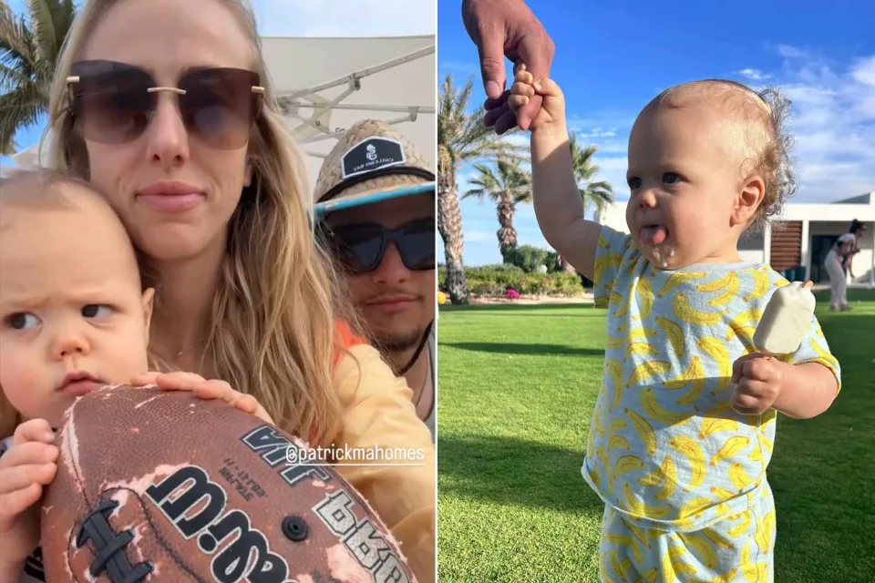 "This dude just wants to hold on to the football and not let go, Brittany Mahomes Shares Cute Video of Son Bronze Clutching Football with Dad Patrick on Vacation