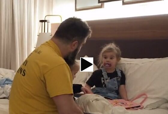Jason Kelce is the best dad and most loving husband a wife and any child could ever ask for....Captivating moment Jason read his daughters bed time story till they all fall asleep and Elliotte could be heard telling "I Love you Dad" [WATCH]