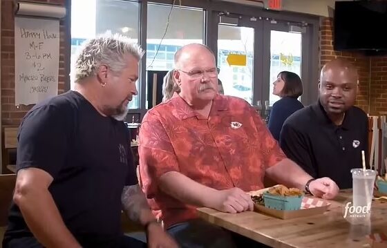 Andy Reid takes American chef Guy Fieri to his favorite Kansas City sandwich shop as the Chiefs coach gets stuck into some burgers on the Food Network