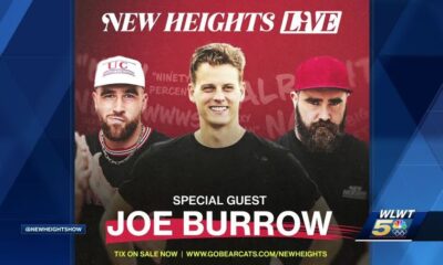 Travis and Jason Kelce's 'New Heights Live' announces Joe Burrow as first special guest as Bengals quarterback makes appearance at Cincinnati show