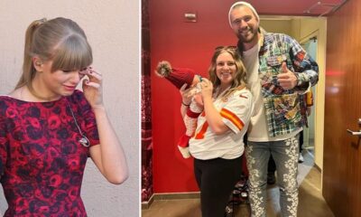 Travis kelce cheated on Taylor Swift, an unknown lady has his male child despite severe warning from Kardashian, Maya Benberry and Kayla Nicole leaving Taylor in tears…a leaked photo of Travis, his son and this lady circulates social media