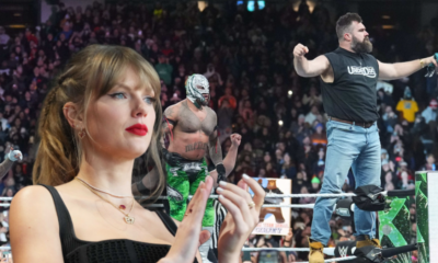 WWE drops Taylor Swift reference as broadcast calls Jason Kelce 'what's her name's brother-in-law' during Eagles legend's surprise appearance at WrestleMania