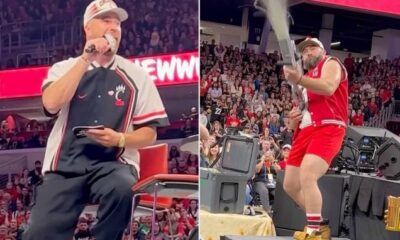 Travis and Jason Kelce Shoot Sandwiches Out of a T-Shirt Cannon....The brothers fire the wraps off as the audience cheered and grabbed the flying sandwiches out of the air.[VIDEO]