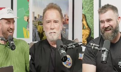 Jason and Travis Kelce unveil Arnold Schwarzenegger as special guest in New Heights teaser... after fans predicted Taylor Swift would finally make an appearance